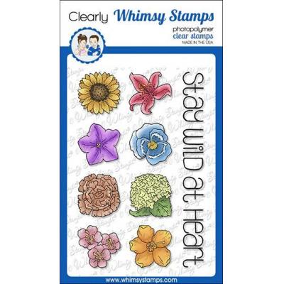 Whimsy Stamps Barbara Sproatmeyer Clear Stamps - Flower Tiles - Stay Wild